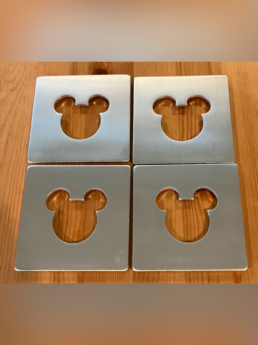 EUC Disney Mickey Silver Metal Coasters- Set of 4
